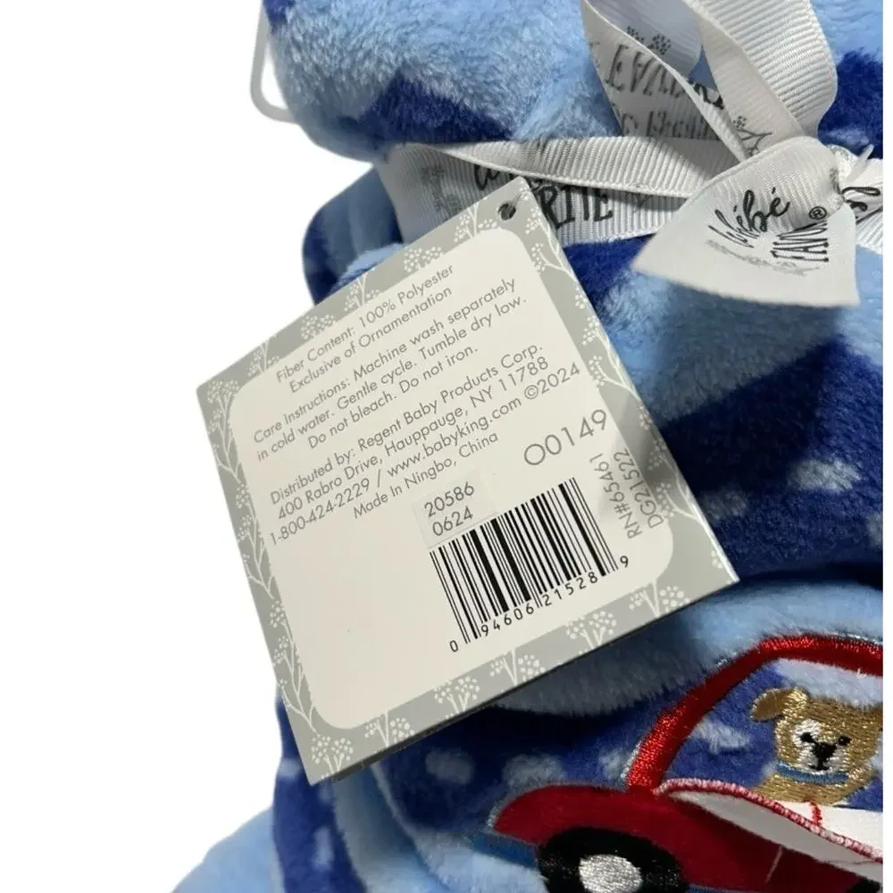 Le Bebe Favorite Plush Red Slug Bug Car Puppy Dog Baby Blanket Blue Road NWT